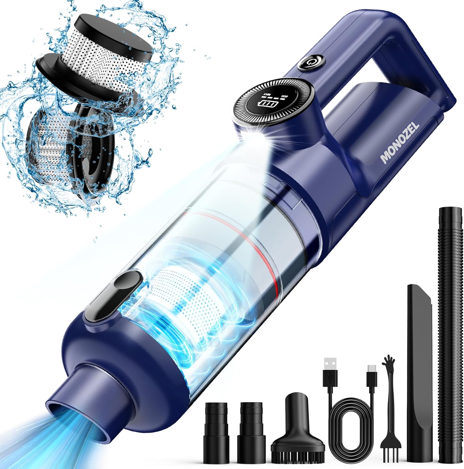 Handheld Vacuum Cordless with 15kPa Suction for Home and Car