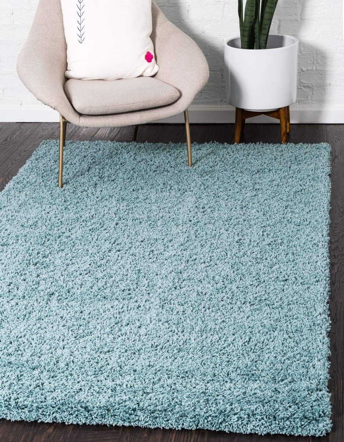 Unique Loom Solid Shag Collection Area Rug in Light Slate Blue