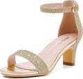 Girls Heel Sandals for Little Big Kid - Adjustable Ankle Strap