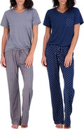 Womens Pajama Set Super-Soft Short & Long Sleeve Top With Pants - Cozy