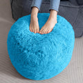 Round Stuffed Pouf Ottoman 20x20x15 in - Fluffy Faux Fur Footstool