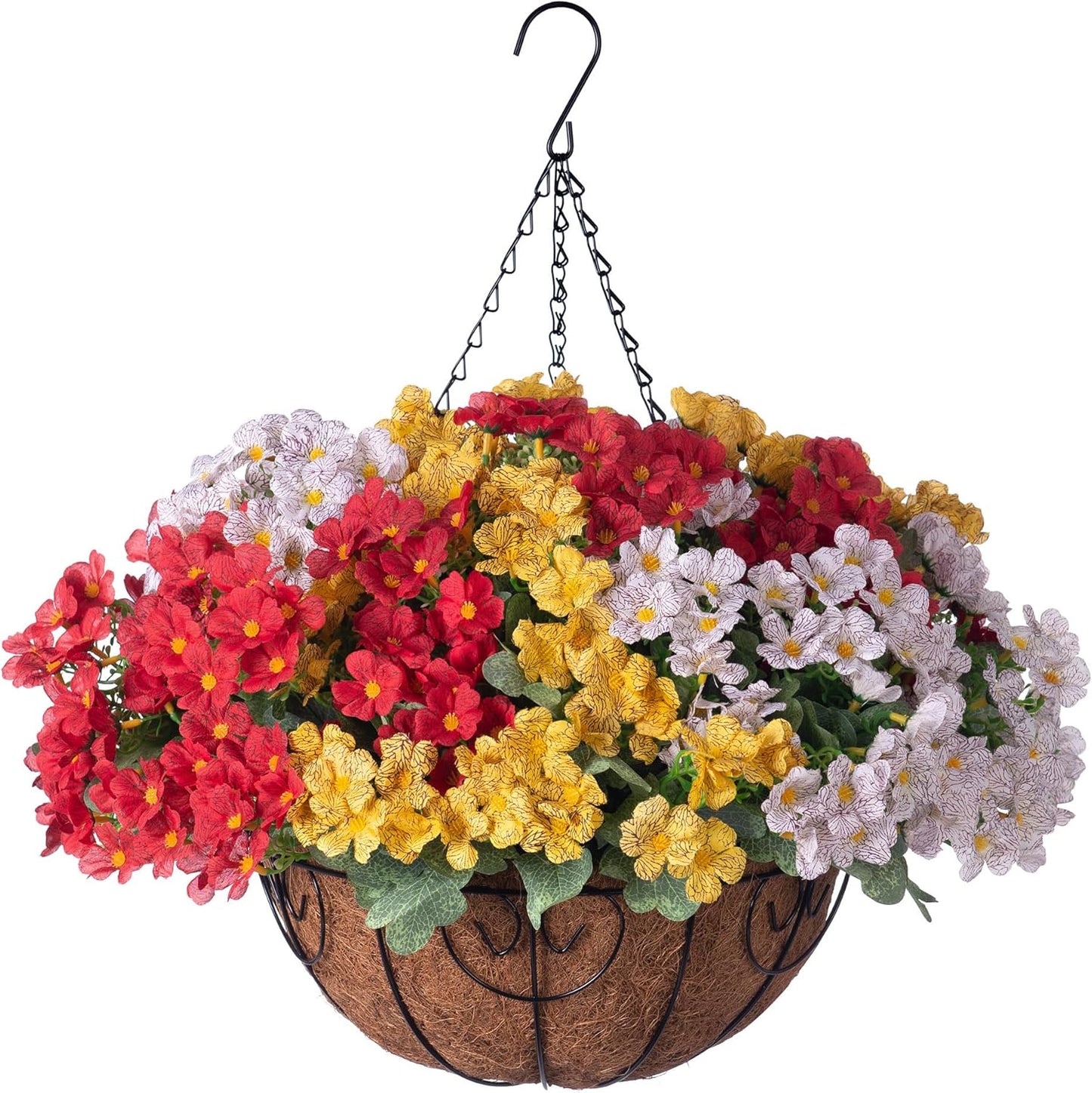 Artificial Flower Hanging Basket for Indoor Outdoor Decor