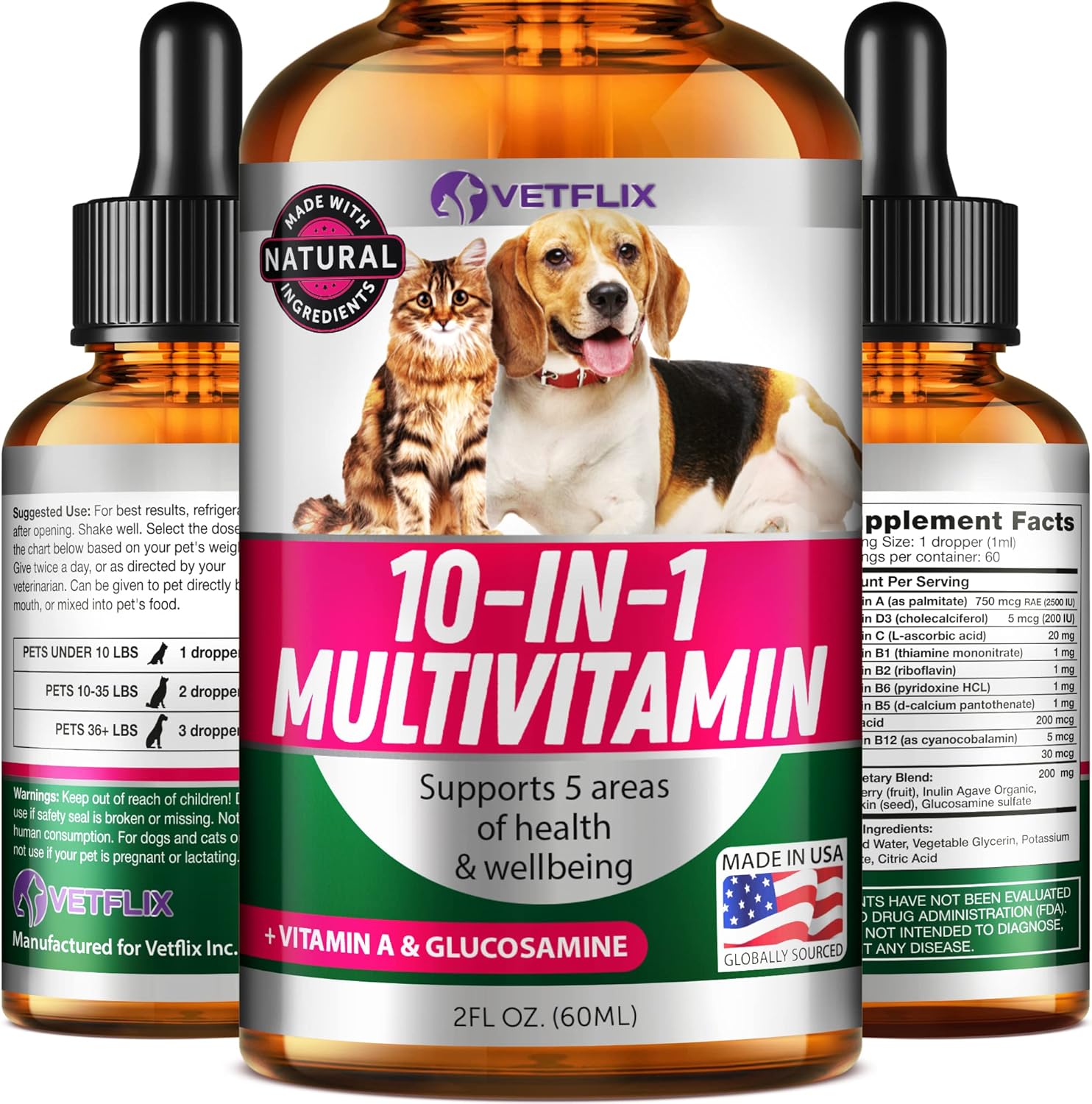 10-in-1 Pet Vitamins for Dogs & Cats - Joint & Immune Support