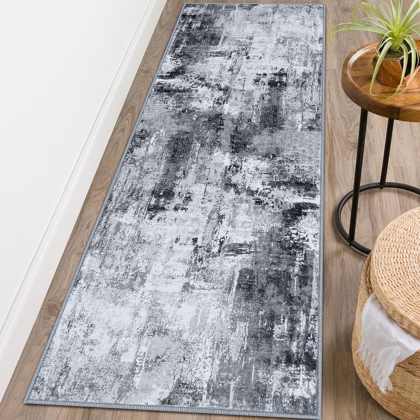 KOZYFLY Modern Abstract Runner Rug 2x6 for Hallways and Kitchens