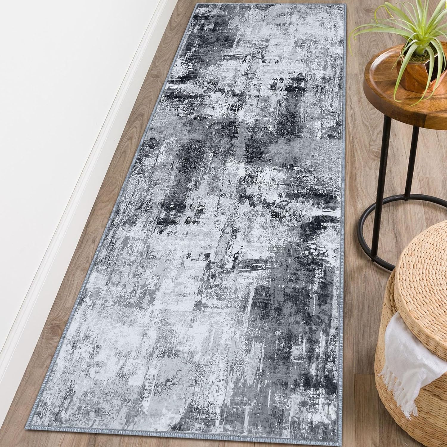KOZYFLY Modern Abstract Runner Rug 2x6 for Hallways and Kitchens