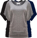 Free to Live 3 Pack Women's Dolman Short Sleeve Tunic Tops - Everyday