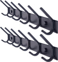 WEBI Coat Rack Wall Mounted 6-Hook Rail - Heavy Duty Black