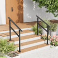 2 Pack Hand Rails for Outdoor Steps - Sturdy Adjustable Porch Railing