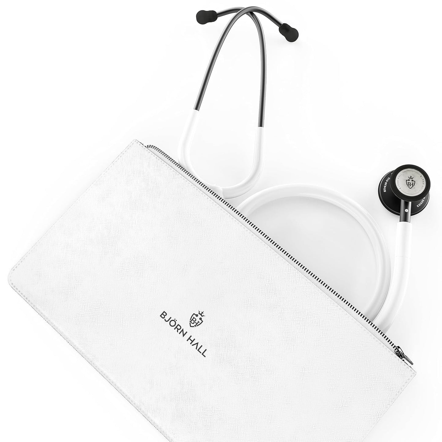 Matte Black White Clinical Stethoscope for Pediatric EMTs & Nurses