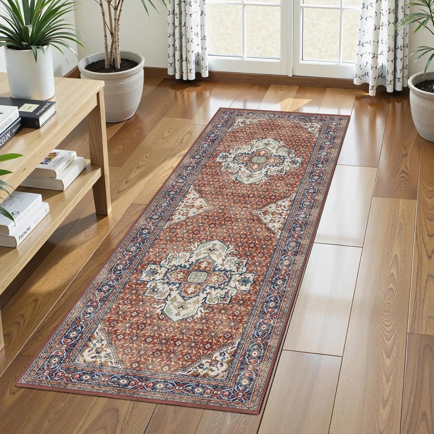 Washable Area Rug by HIRUG - Vintage Persian Mat 2ft 6in x 8ft