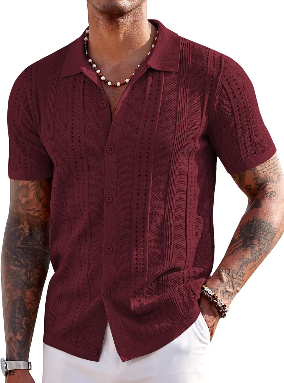 Stylish COOFANDY Men's Knit Shirts for Summer Beach Outings