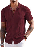 Men's Knit Short Sleeve Button Down Polo Shirt - Casual Summer Look