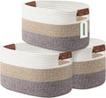 Cotton Rope Basket 3 Pack - Gradient Brown, 15x10x9 in Storage