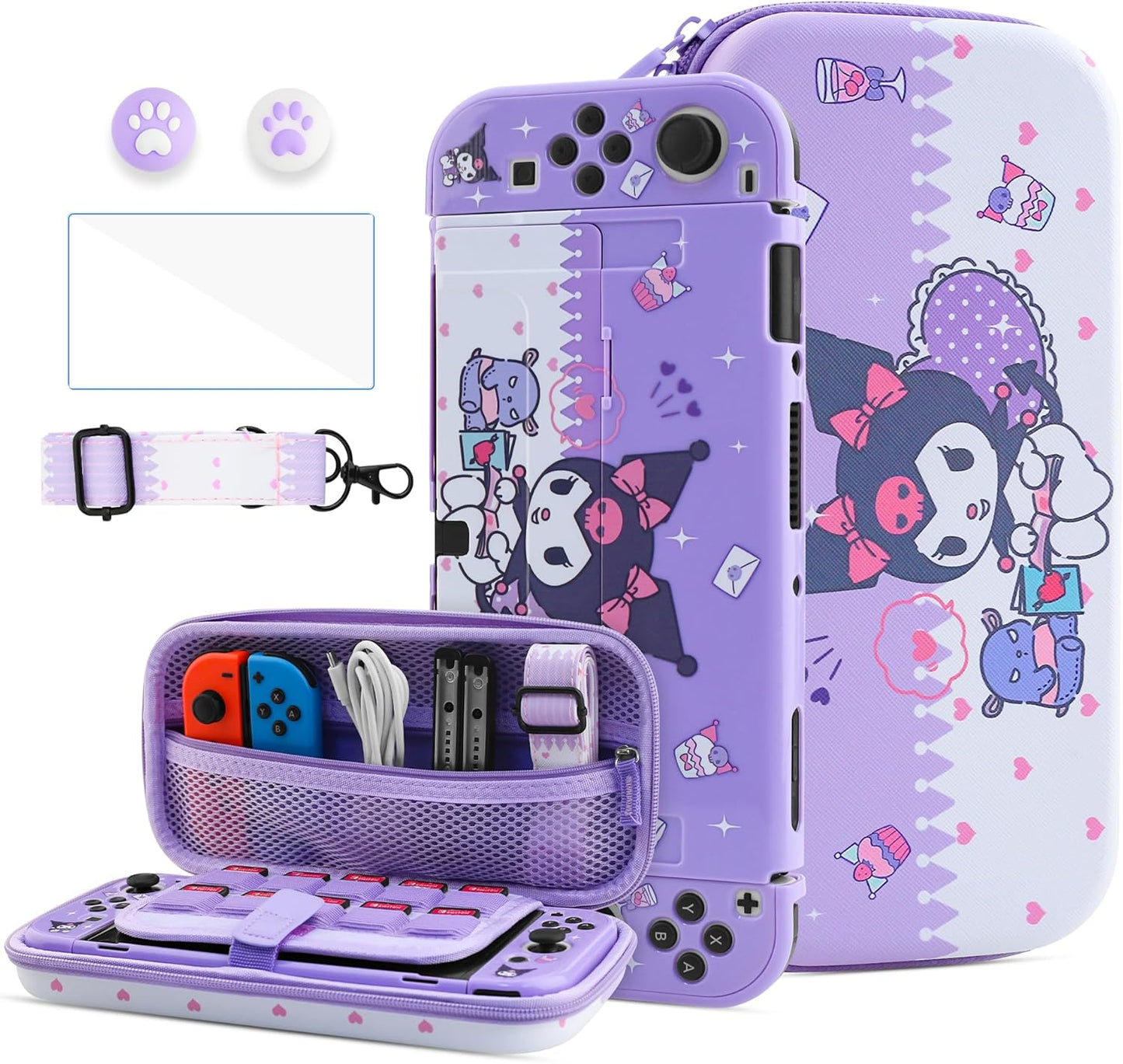 Cute Switch OLED Carrying Case with Bunny Design for Travel