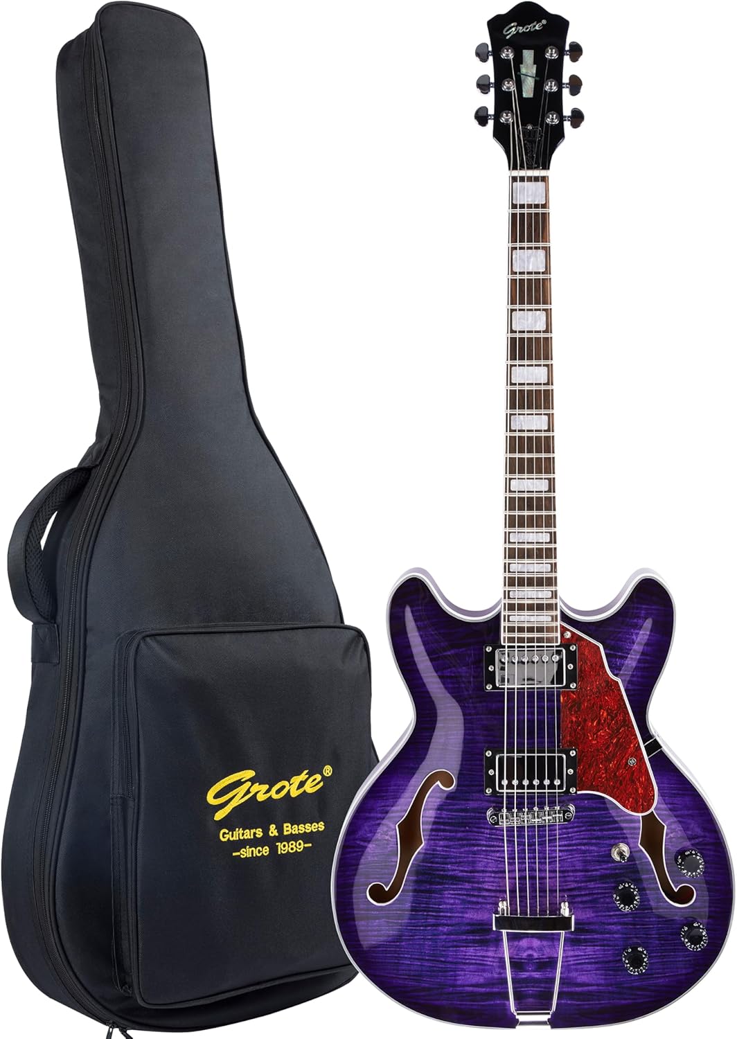 GROTE Jazz Electric Guitar Semi-Hollow Body with Gig Bag