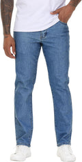 Men's Stretch Regular Fit Straight-Leg Cotton Denim Jeans - Comfort We