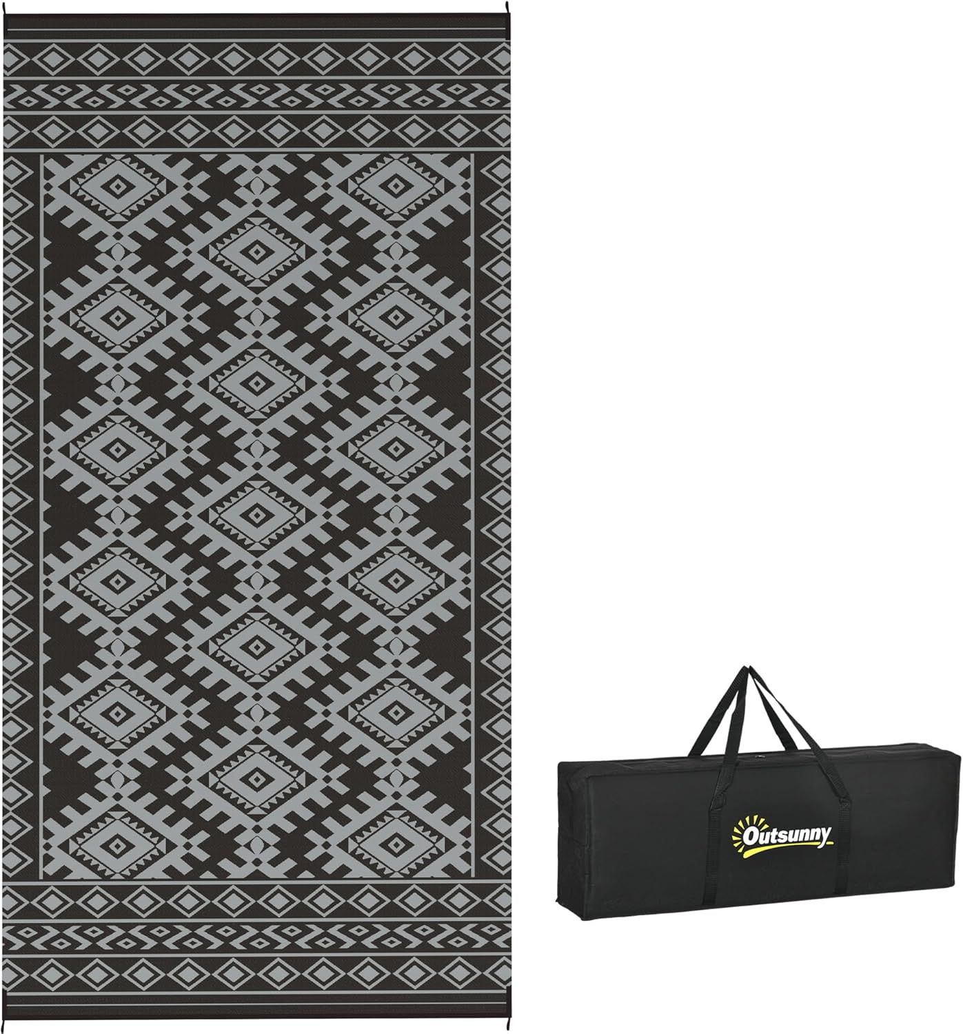 Outsunny Outdoor Rug for Patio - Waterproof Reversible Mat