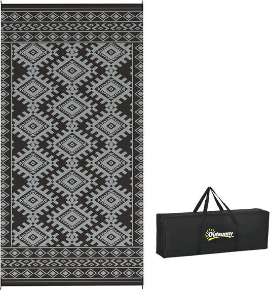 Outsunny Outdoor Rug for Patio - Waterproof Reversible Mat