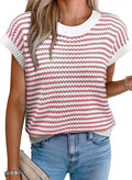 EVALESS Women's Striped Sweater Vest Pullover Tank Top - Lightweight