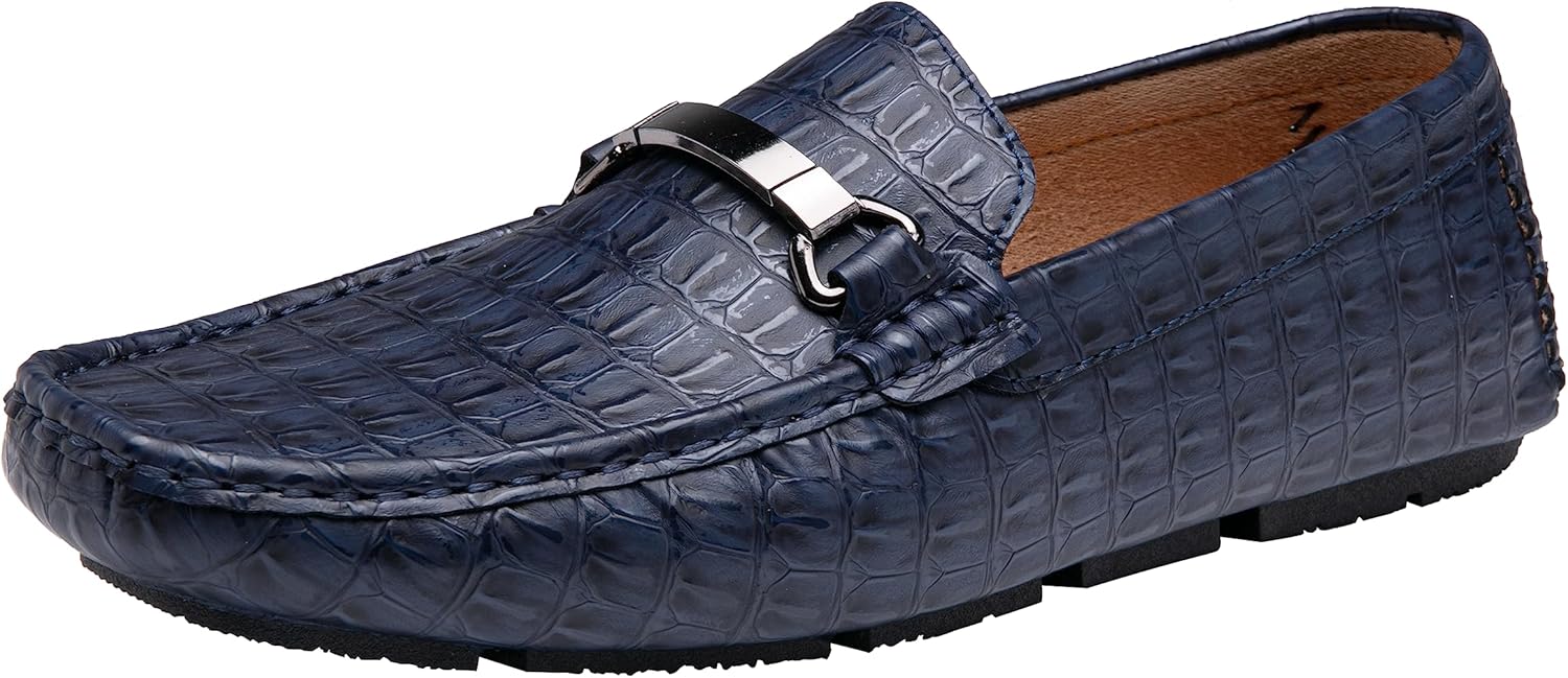 Jousen Men's Loafers Crocodile Printed Casual Slip On Shoes