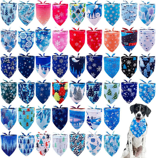 50PCS Big Dog Bandanas for Large XL Breeds in Winter Patterns