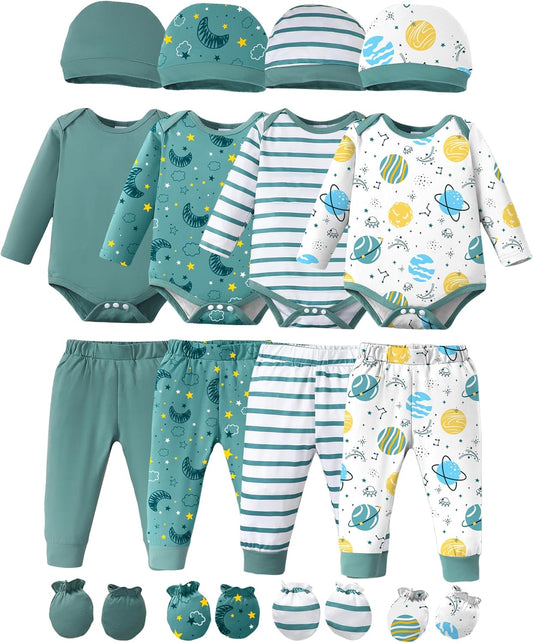 NZRVAWS Newborn Baby Boy Clothes 4-Pack Romper Pants Set