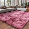 Fluffy Rugs for Living Room - Soft Tie-Dye Red Shaggy 6x9 ft