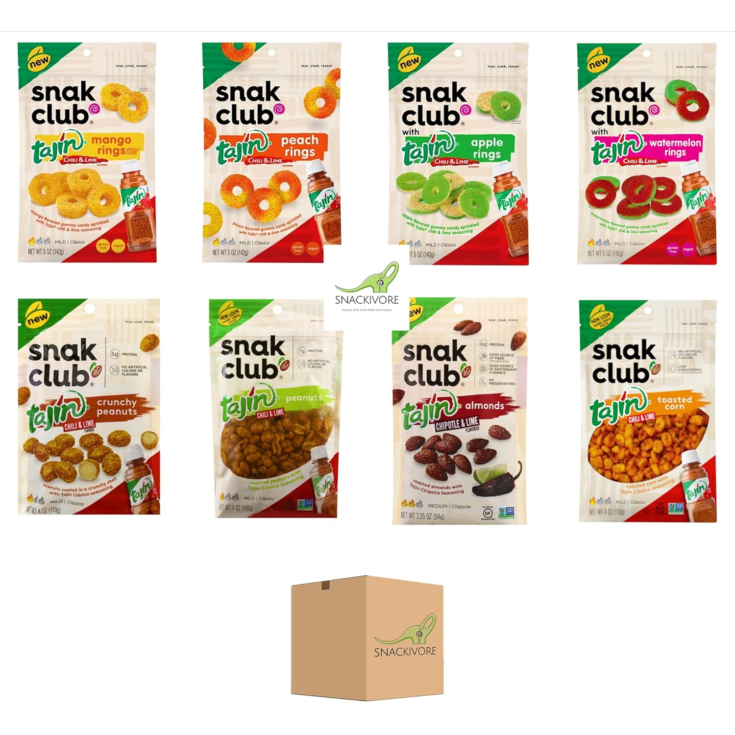 Snak Club Tajin Candy Mega Variety Pack with 8 Delicious Flavors