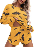 Ekouaer Womens Waffle Knit Pajama Sets Long Sleeve Top and Shorts