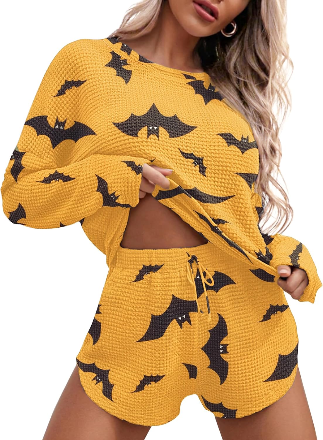 Ekouaer Womens Waffle Knit Pajama Sets for Cozy Comfort