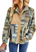 Womens Fleece Jacket Western Aztec Print Shacket - Cozy Fleece