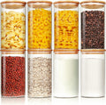 Glass Jars with Bamboo Lids 28 floz Set of 8 - Clear Pantry Canisters