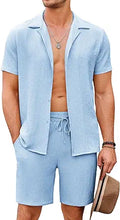 COOFANDY Men 2 Piece Short Sleeve Shirt and Shorts Set - Summer Beach