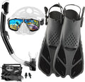 Snorkeling Gear for Adults with Fins and Dry Top Snorkel - Travel Set