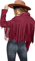Faux Suede Fringe Motorcycle Cropped Jacket - Stylish Fall Layer Coats