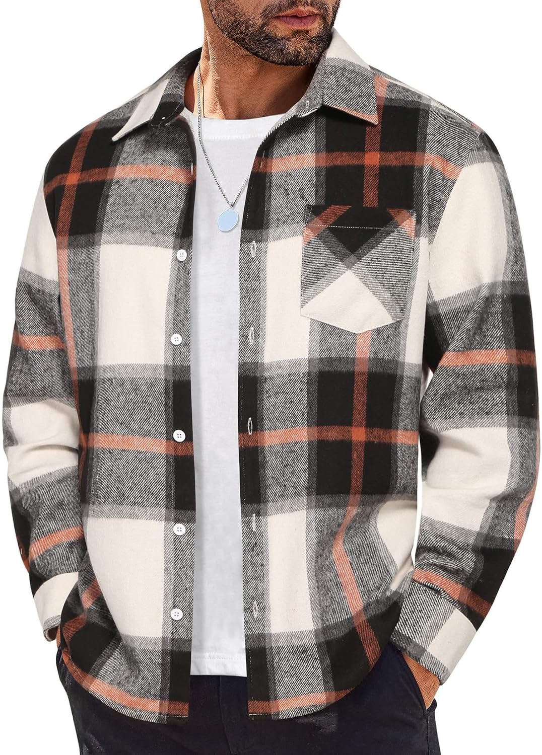 Stylish COOFANDY Mens Flannel Shirt for Casual Wear and Layering