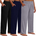 Women Plus Size Wide Leg Yoga Pants 3 Pack - High Waisted Lounge