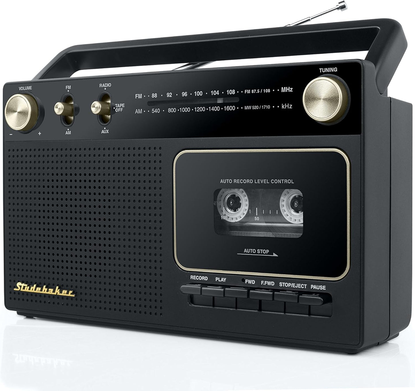 Studebaker Portable Retro Home Audio Stereo Radio & Cassette Player