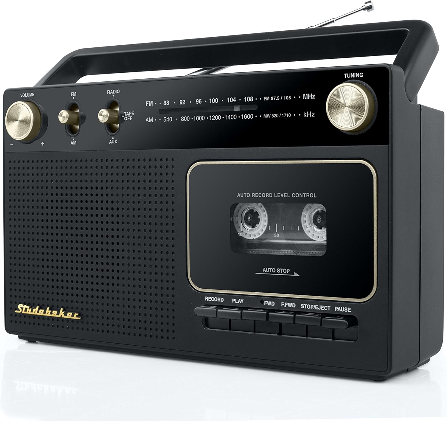 Studebaker Portable Retro Home Audio Stereo Radio & Cassette Player