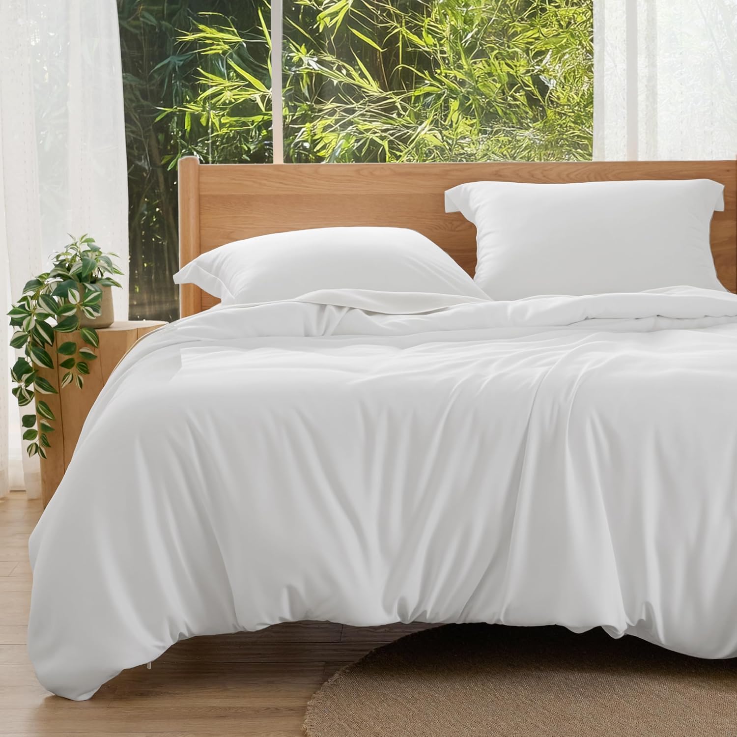 Bedsure Silky Cooling Duvet Cover Queen Size for Hot Sleepers