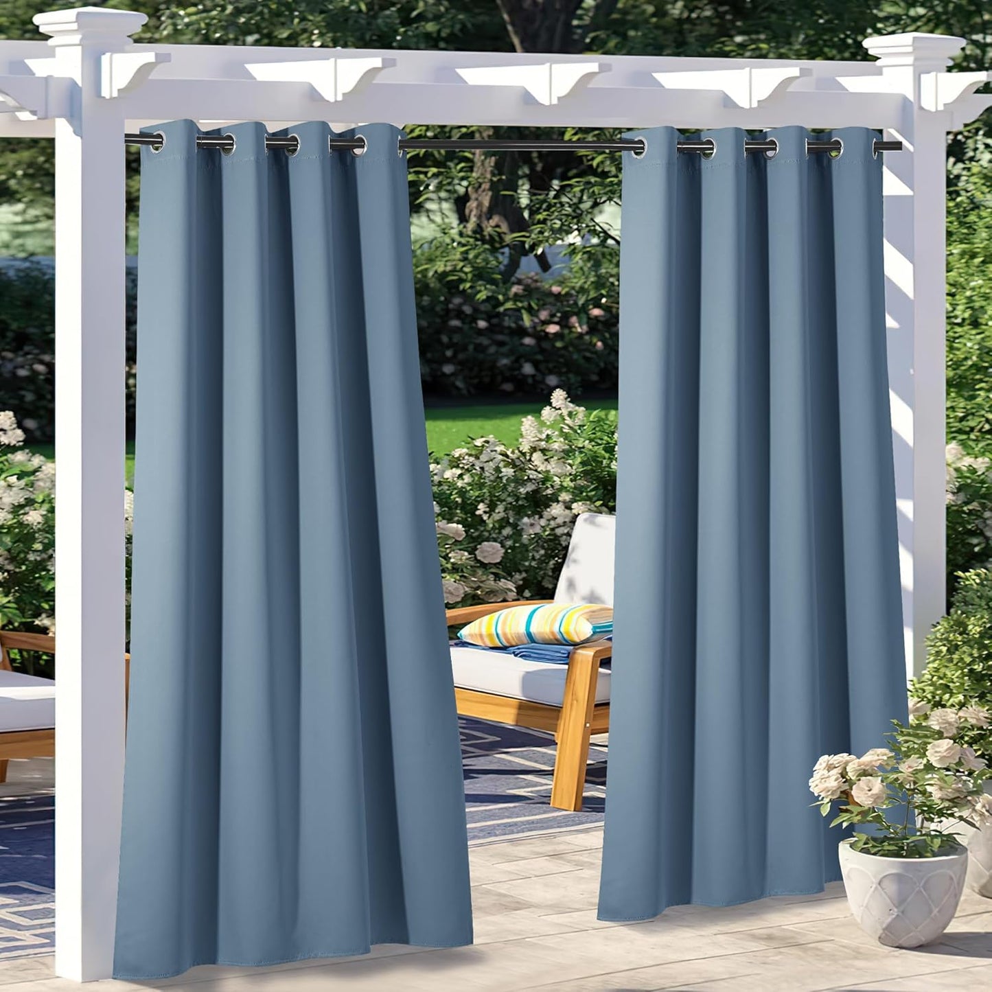 NICETOWN Stone Blue Outdoor Curtains for Patio Protection