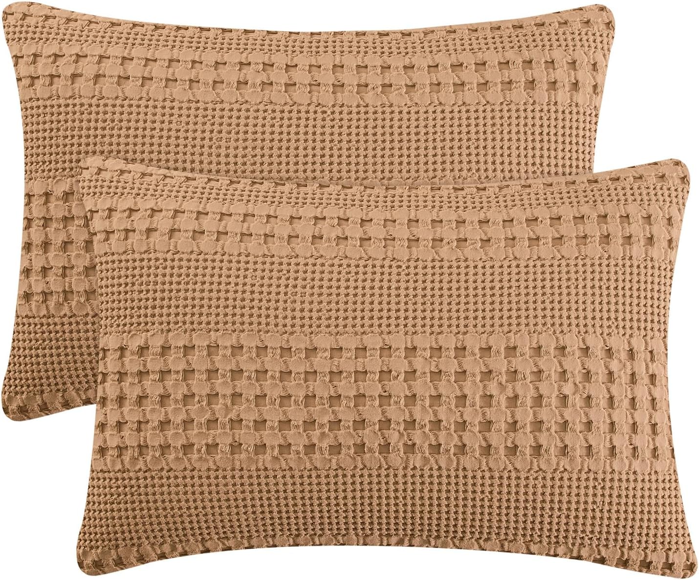PHF 100% Cotton Waffle Pillow Shams King Size for Comfort