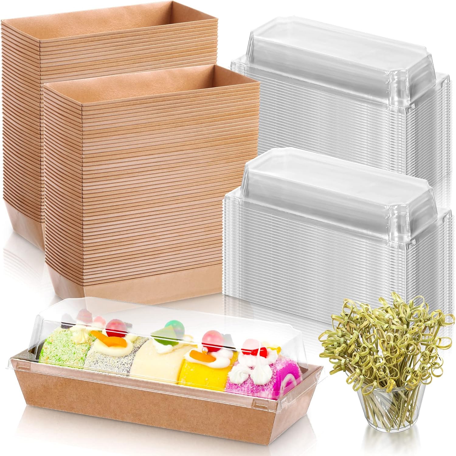 Sunnyray 200 Paper Charcuterie Sandwich Box Set with Picks