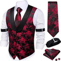 Mens Paisley Vest and Tie Set - Complete Formal 5PC Ensemble