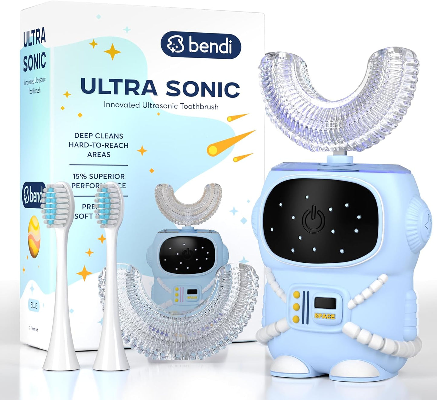Bendi Kids U-Shaped Electric Toothbrush for Ages 2-7 Fun
