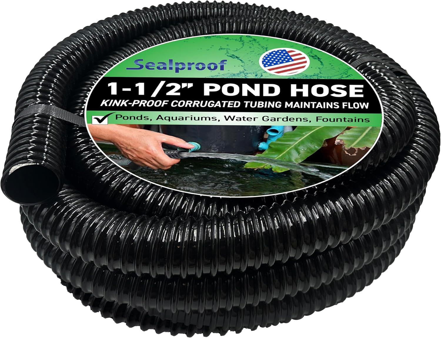 Sealproof Kinkproof 1-1/2 Dia Waterfall Tubing for Ponds