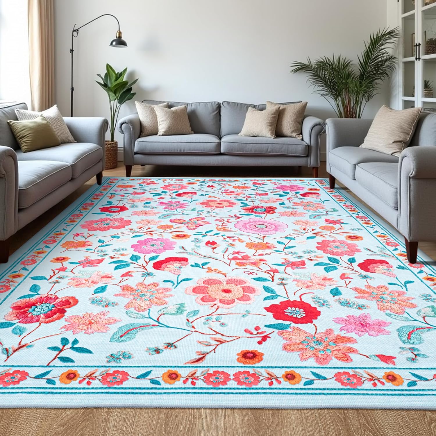 Boho Vintage Area Rugs for Living Room 9x12 Non-Slip Carpet