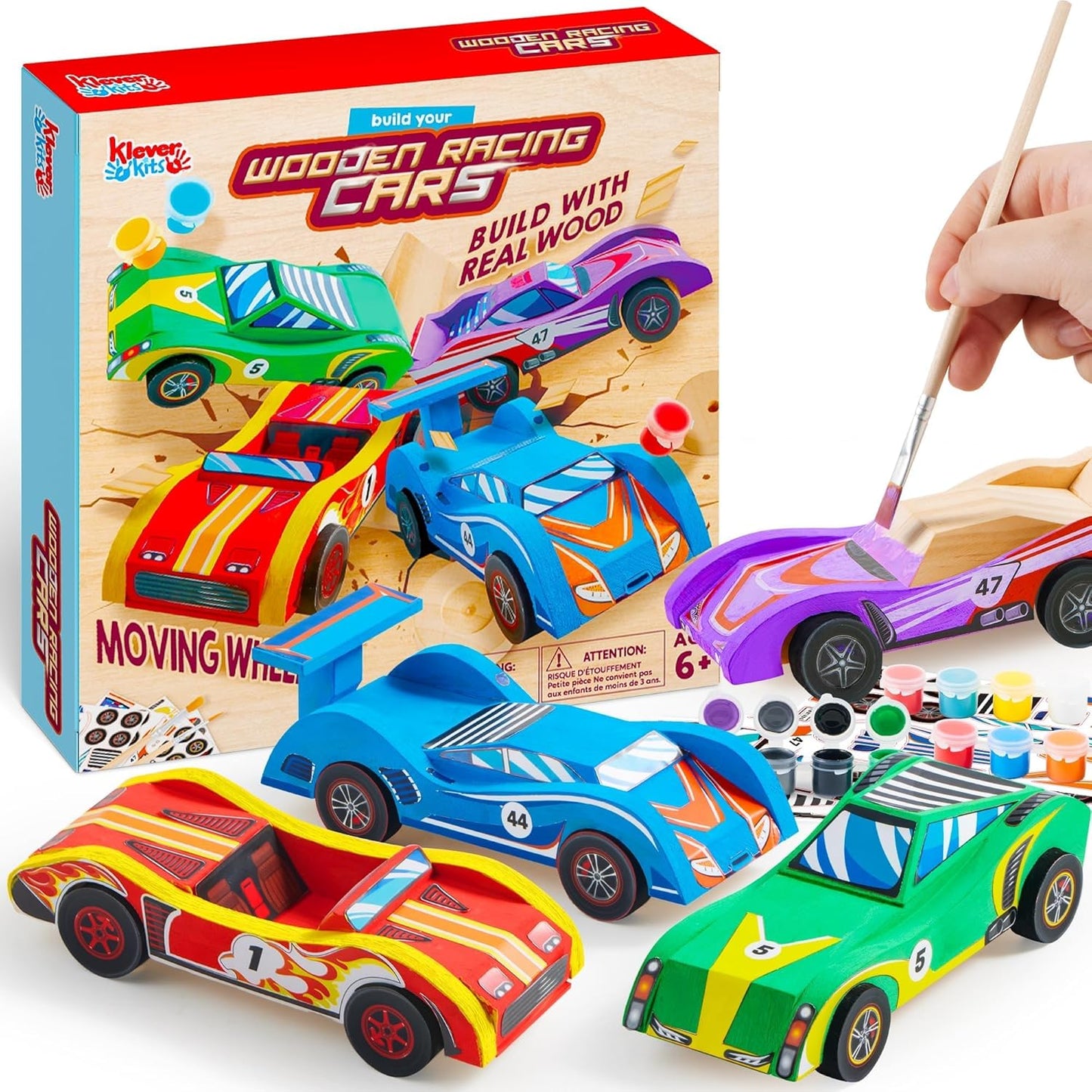 DIY Wooden Race Cars Kit - Build & Paint 4 Toys