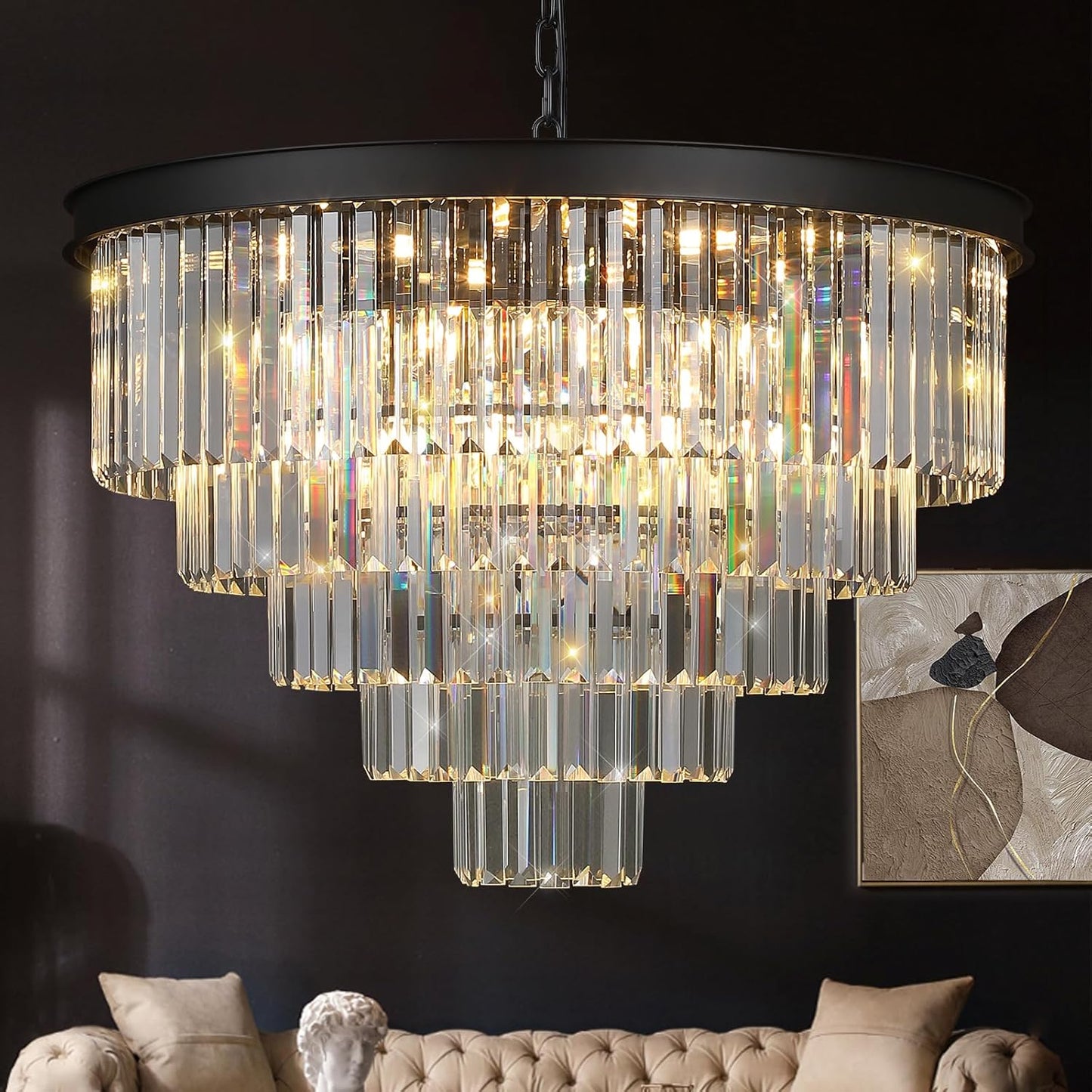 Large Crystal Chandelier for Modern High Ceilings and Luxury Homes