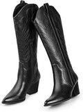 Arromic Cowboy Boots for Women Knee High Pointed Toe Zipper - Bold